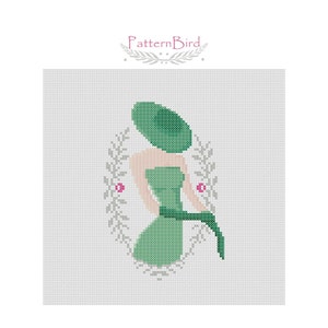 Vintage Woman VII. Instant Download PDF Cross Stitch Pattern image 2