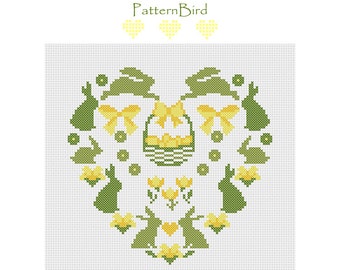 Spring. Easter Heart. Instant Download PDF Cross Stitch Pattern