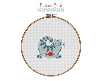 Contented Cat. Instant Download PDF Cross Stitch Pattern