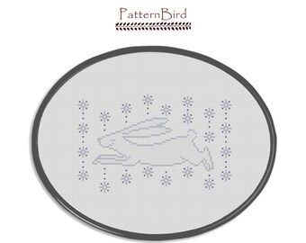 Snow Bunny. Instant Download  PDF Cross Stitch Pattern