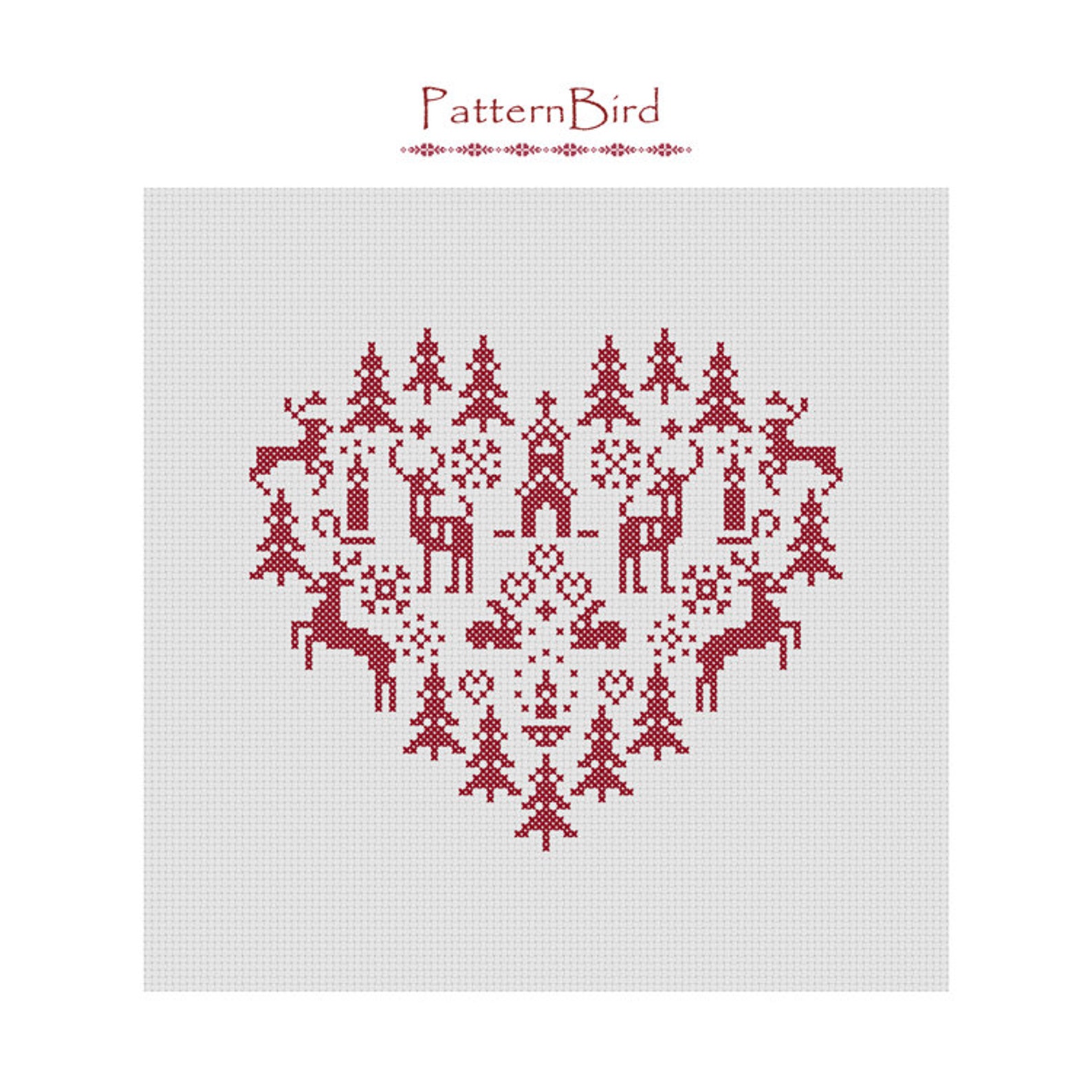 Christmas Heart. Instant Download PDF Cross Stitch Pattern - Etsy