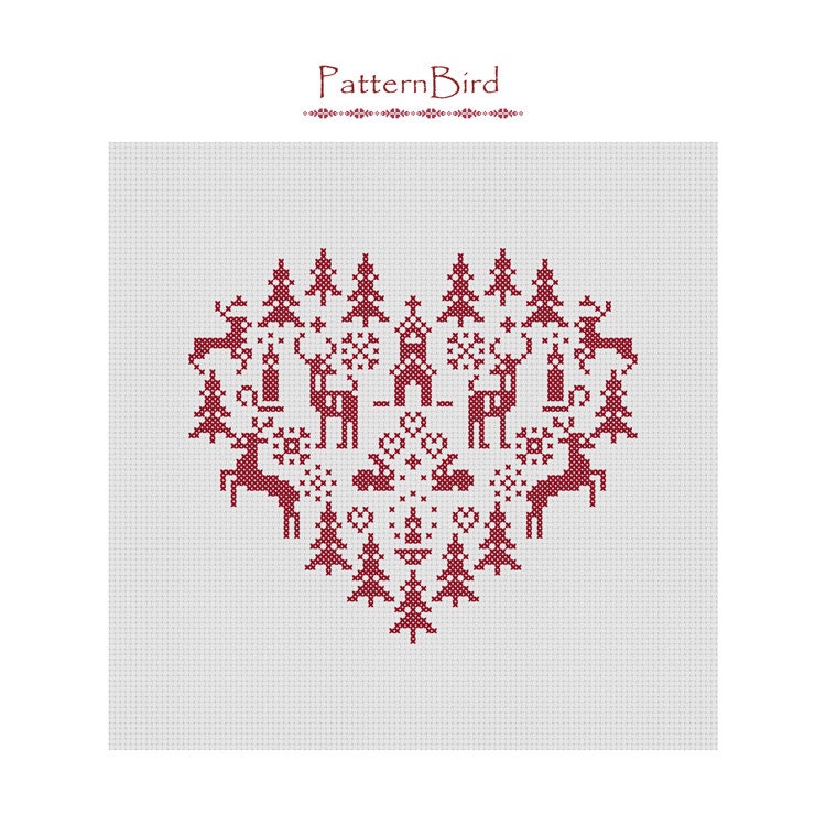 Christmas Heart. Instant Download PDF Cross Stitch Pattern - Etsy