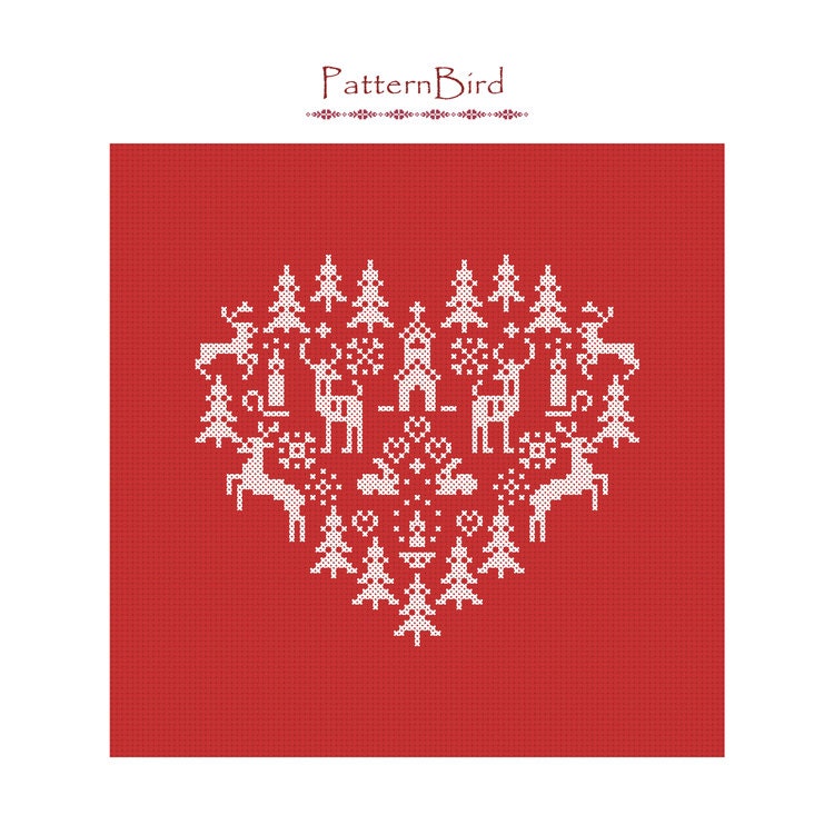 Christmas Heart. Instant Download PDF Cross Stitch Pattern - Etsy