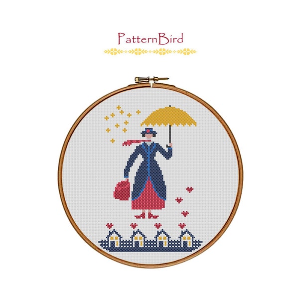 Mary Poppins. Instant Download PDF Cross Stitch Pattern