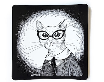 Miss Cat with Glasses vinyl sticker