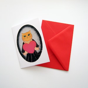 Carte de coeur de dame de chat