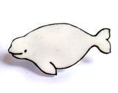 Shrinky Plastic Beluga Whale Brooch Pin