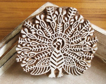 printing block, metal, peacock printing block, textile stamp, diy printing, fabric stamp, pottery stamp, wooden print block - 1 pc - blk001