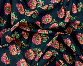 tissu de scrapbooking, coton indien, bloc Jaipur imprimé, floral, tissu par yard, décor à la maison, courtepointe, rouge, noir - 1 yard - ctjp334