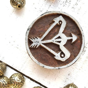 boogschutterblok, indisch motief, handgemaakte stempel, textieldruk, metalen blokken, scrapbookingateliers, kaarten maken, feestartikelen - 1 stuk - blk135