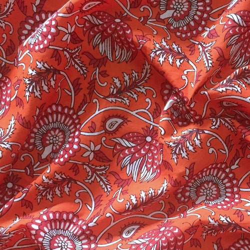 5 Yards Floral Hand Block Print Fabric Indian Cotton Fabric - Etsy