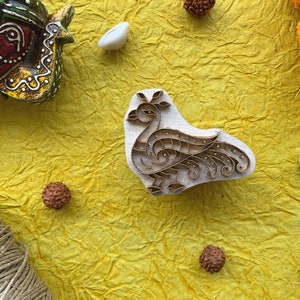 indian motif, peacock - brass motif, metal blocks, scrap booking blocks, decorative stamps, fabric stencil, wooden stamp - 1 pc - blk173