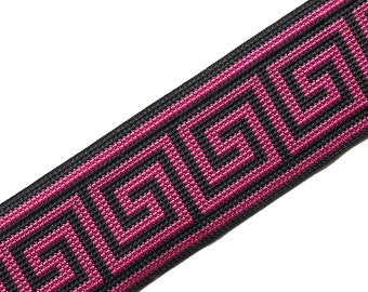 Boho Trim, Cross Stitch Pink Woven RIbbon Border, Jacquard Sari Border, Saree Fabric Trim, Jacquard Lace, Sewing Trim, Geometric -  lace689