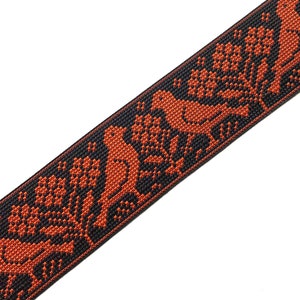 Garniture indienne Boho, bordure de ruban tissé orange, bordure Jacquard Sari, garniture de tissu Bird Saree, dentelle Jacquard, garniture de couture, Dupatta - lace698