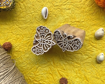sello de madera indio, motivo de bloque de mariposa, sello tallado en madera, sello artesanal, bloque textil creativo, bloque de metal, sello de bloque - 1 pc - blk184