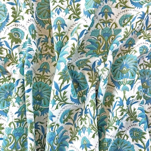 Fabric cambric cotton fabric, handprinted cotton, Floral fabric by yard, Jaipur cotton, dress material, craft, scrapbook - 1 yard - ctjp359