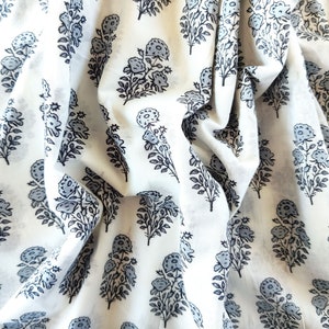 Tela floral cortada a medida, tela india, algodón Jaipur, tela estampada a mano, tela estampada en bloque, material de vestir, artesanía diy, álbum de recortes - 1 yarda
