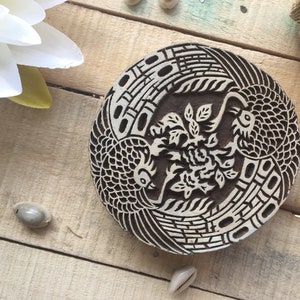 oriental style motif, indian block, textile print block, pottery stamp, hand carved, metal blocks, diy wooden stamp - 1 pc - blk118