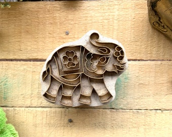 decorative block, elephant - brass block, metal, printing block, wood stamp, block printing, wooden stamp, hand carved stamp - 1 pc - blk175