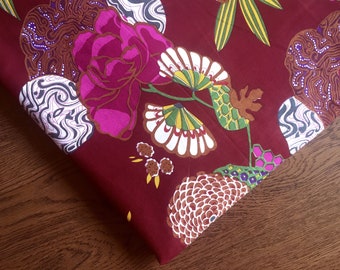 colorful fabric, indian cotton, floral, jaipur block print, hand printed fabric, scrapbooking fabric, fabric by the yard - 1 yard - ctjp340