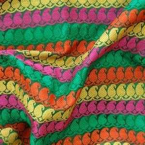 colorful brocade fabric, paisley brocade fabric, multicolor, indian brocade fabric, multicolored banarasi fabric - 1 yard - br111