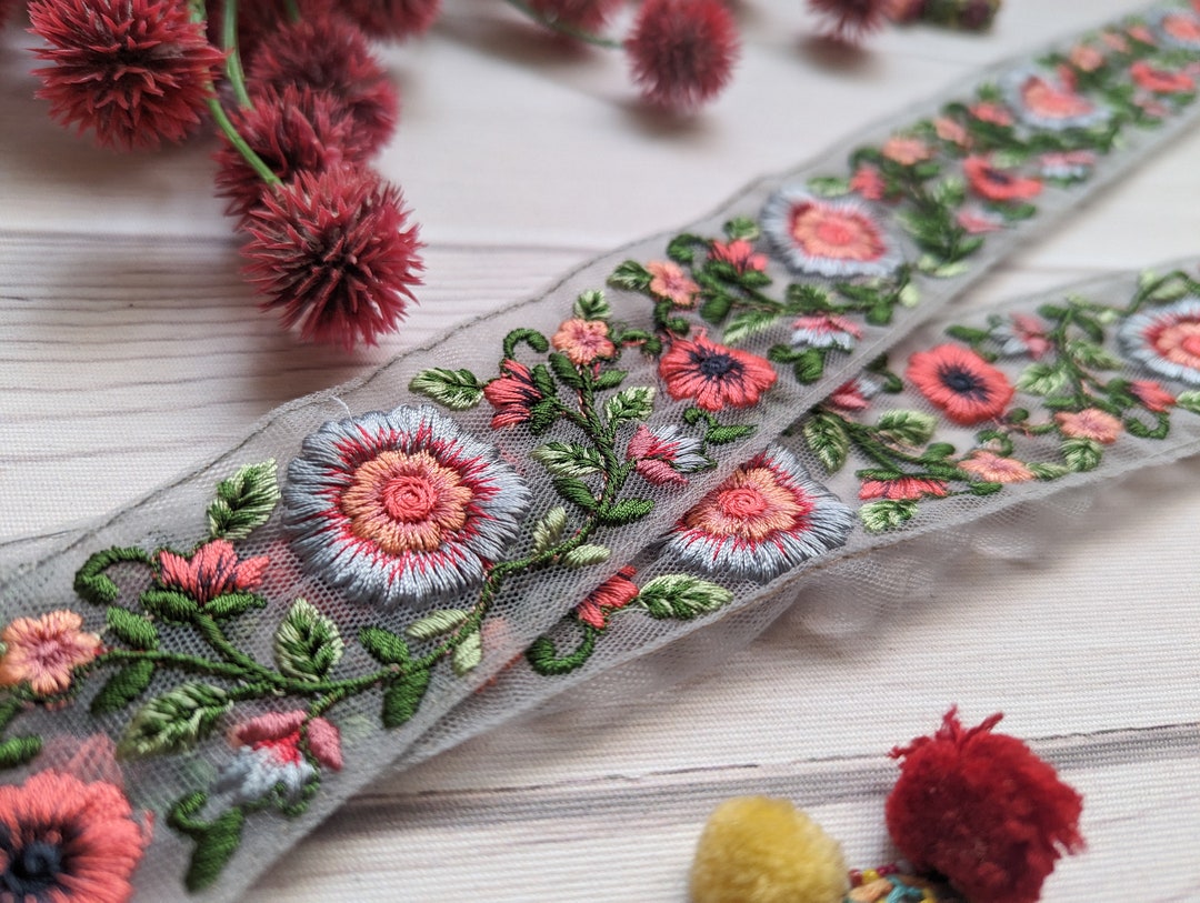 Indian Trim by the Yard Boho Trim Embroidered Floral Saree Etsy