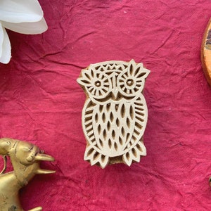 indian motif, owl block, textile art, scrap booking, metal block, decorative stamps, hand made, fabric stencil, wooden stamp - 1 pc - blk200