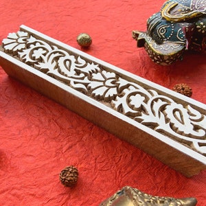 paisley border, handmade stamp, indian motif, textile printing, fabric stencil, scrap booking, metal block, party favor - 1 pc - blk226 image 2