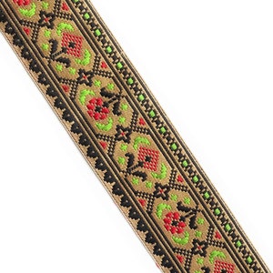 Patola Pattern Floral trim, Boho Trim, black red green Border, Jacquard Sari Border, Trim by the yard, Sewing Trim, Dupatta lace -  lace724