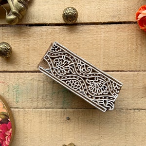handgemachte Holzstempel, Blumen Motiv, Indien Stempel, Stoff Schablone, Holz, Metallblöcke, Holzstempel - blk215
