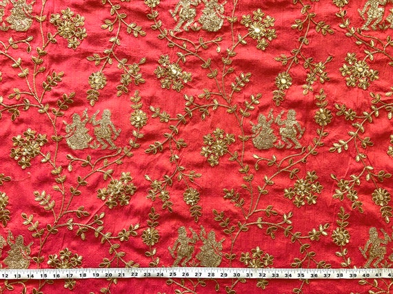 Ruwado Ocker - Cuscino decorativo in seta indiana Banarasi intrecciato a mano e fatto a mano, 40 x 40 cm