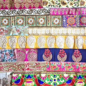 10 yards or 15 yards of saree border bundle, trim remnant pack, embroidered laces, indian lace trim, lace sampler SUPER SAVER - lacepack1