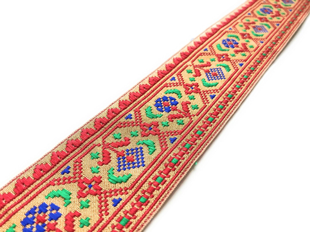 Trim by the Yard Jacquard Sari Border Patola Pattern Floral Etsy