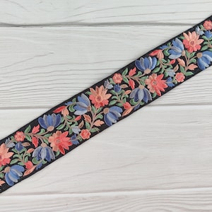 Indische Stoffborte, besticktes Band, mehrfarbiges Band, Blumenmotiv, Handwerksspitze, Wohnkultur-Spitze, Saree-Borte - Lace909