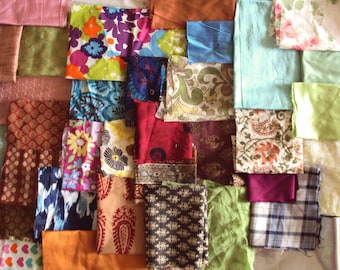 fabric scrap bundle, 1 pound fabric, indian fabric remnants pack, fabric pieces, crafting supplies, junk journalling - scpbdl