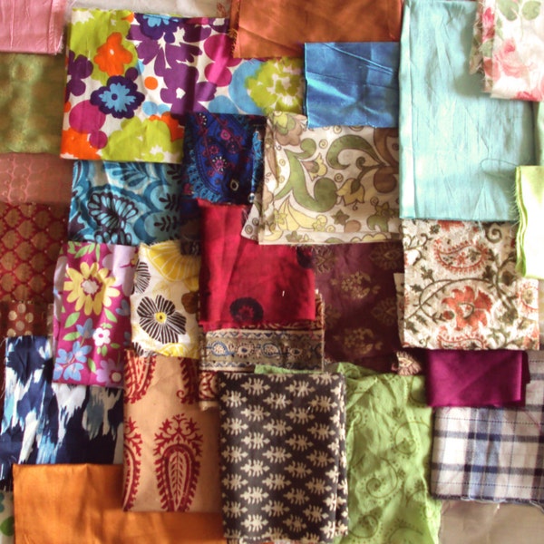 fabric scrap bundle, 1 pound fabric, indian fabric remnants pack, fabric pieces, crafting supplies, junk journalling - scpbdl