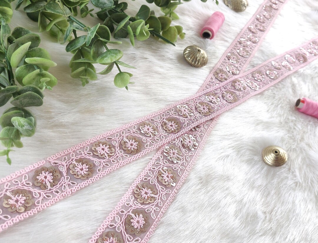 Embroidered Borders, Pink Trim, Indian Lace, Sequin Work, Decorative ...