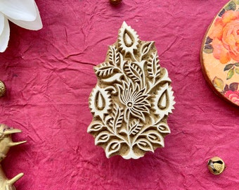creative textile art, flower printing block, indian print block, decorative blocks, metal blocks, creative textile blocks - 1 pc - blk206