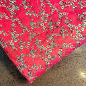 floral embroidery, embroidered fabric, indian fabric, dress material, fabric by the yard, embroidered fabric - HALF YARD - emb194