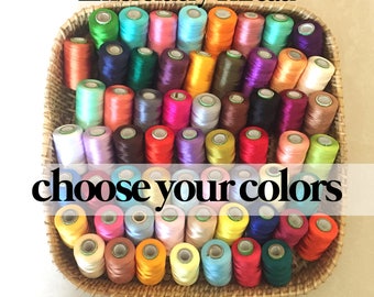 embroidery thread spools, art silk thread, indian silk thread, embroidery supplies - 12 spools - choose you own colors