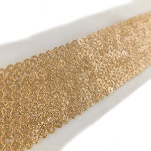 Indische Borte, Goldspitze, Saree-Bordüre, Handwerksspitze, Wohnkultur-Spitze, verziert mit Pailletten, geometrisches Motiv - Lace900