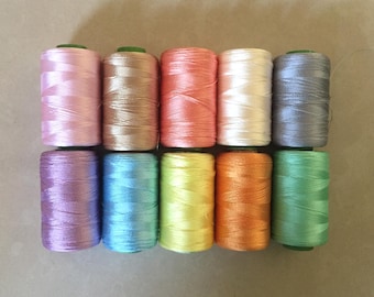 klosjes borduurgaren, kunstzijdedraad, indische zijdedraad, borduurbenodigdheden, pastelkleuren - set van 10 tinten