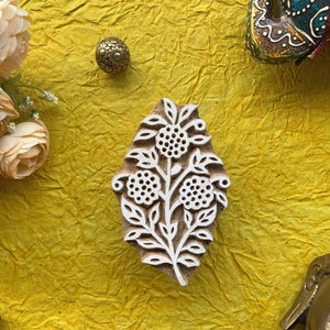 motivo floral, carimbo de madeira feito à mão, estêncil de tecido, lembrancinha, blocos de impressão de reserva de sucata, decorativo, artesanato faça você mesmo - 1 unidade - blk201