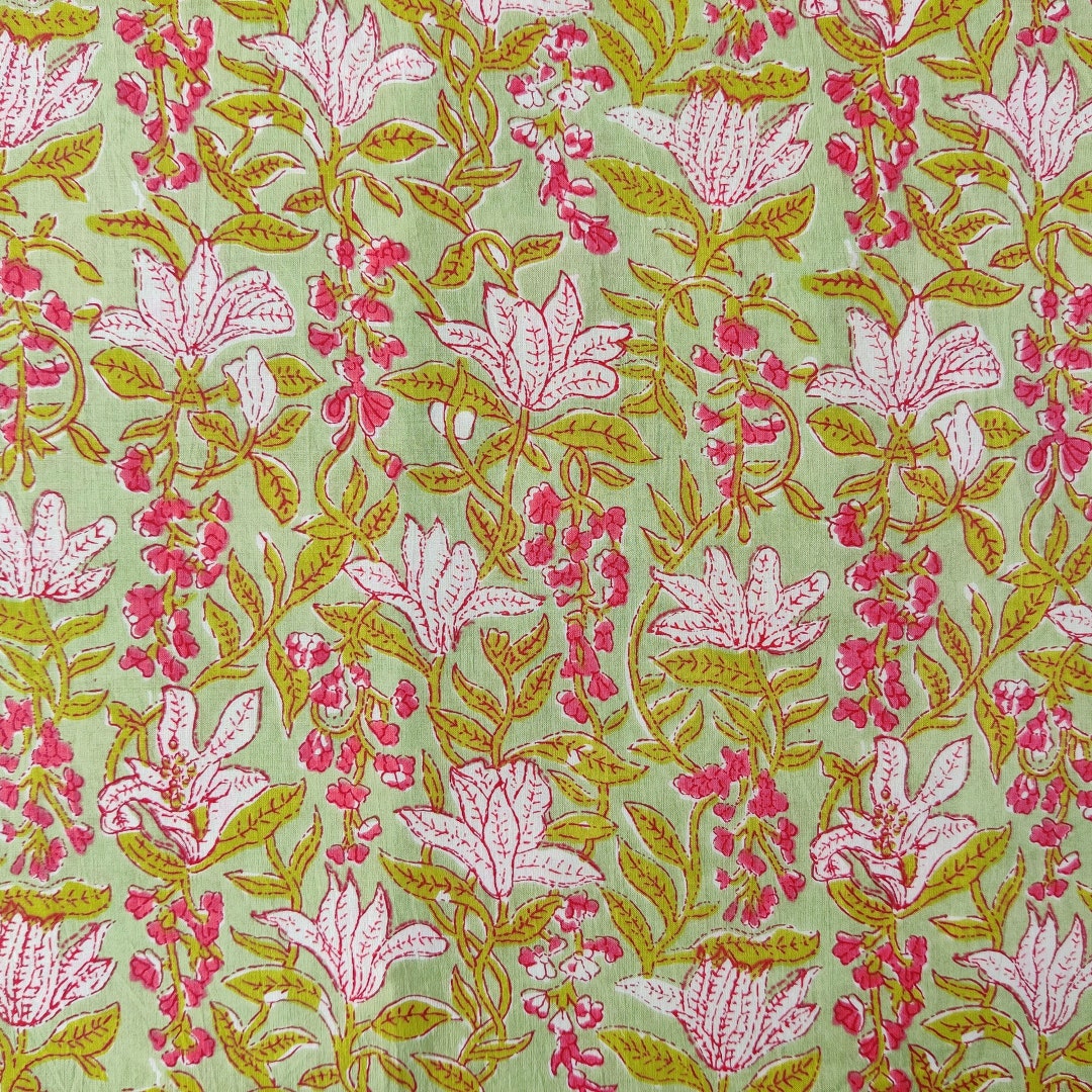 Pink and Green Fabric Indian Block Print Scrapbook Jaipur Etsy
