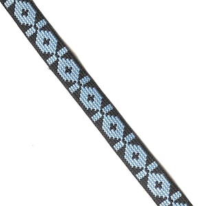 Wzór geometryczny, Boho Indian Trim, Jasnoniebieska tkana lamówka, Żakardowa lamówka Sari, Indyjska lamówka, Taśma do szycia, Koronka Dupatta - lace715