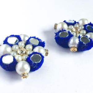 ethnic applique, boho applique, crystal patch, diy craft decoration, dress making patch, pearl applique, craft embellishment - 2 pc - mtf206