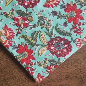 Indian cotton, floral, Jaipur fabrics, quilting, scrap book crafting, colorful, block print, fabric by yard, pillow cover - 1 yard - ctjp302