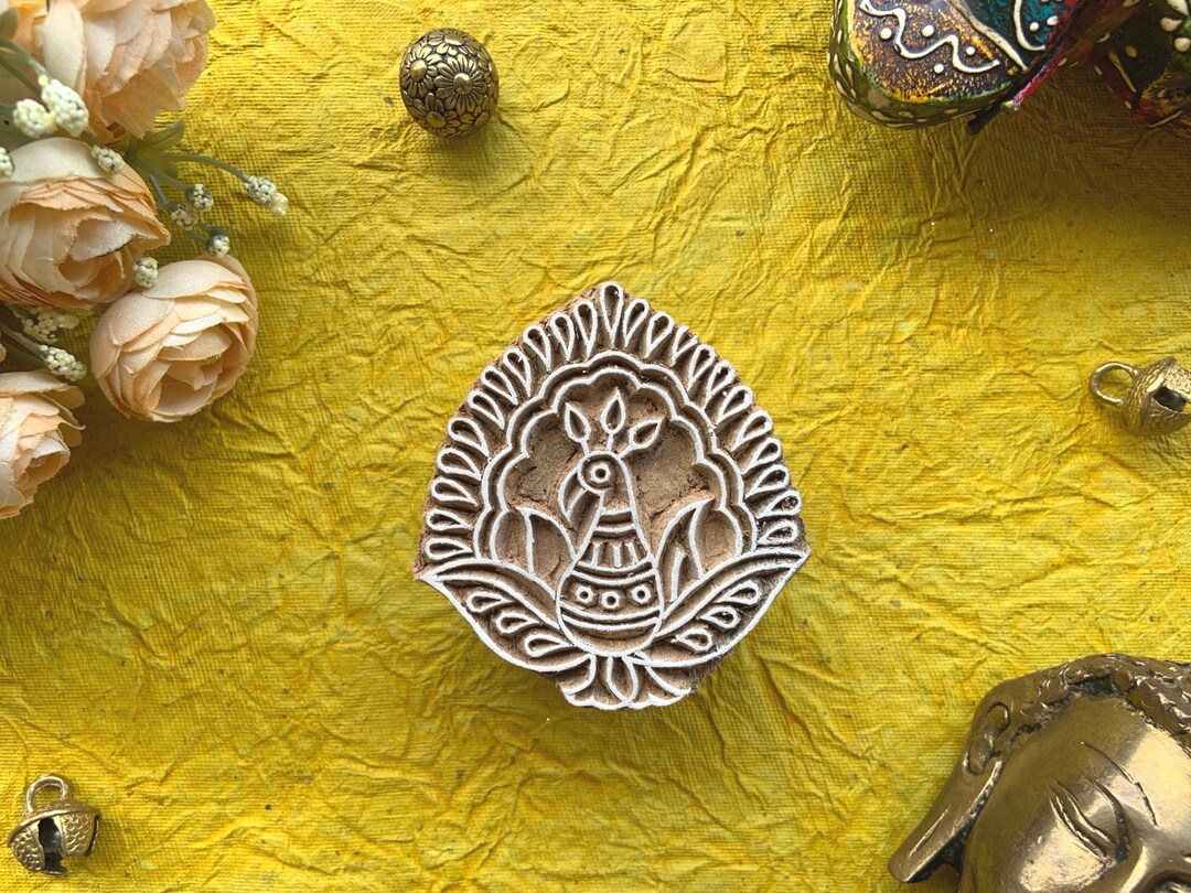 Indian Stamp, Peacock Stamp, Indian Block, Metal Block, Wood Carved