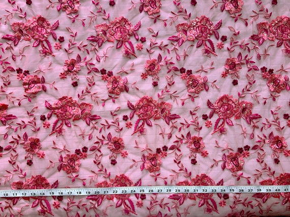 Buy Indian Embroidery, Dress Material, Pink Net Fabric, Floral