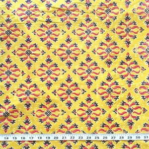 indian printed cotton, cotton fabric, sewing fabric, dress making, fabric by the yard, indian fabric, yellow, quilting - 1 yard - ctin050